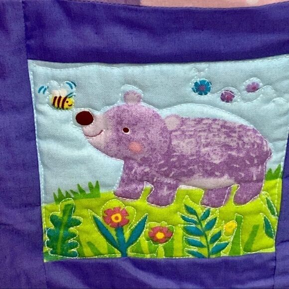Handmade NWT pink, purple Forrest animal baby or lap quilt size 49” X 40” - Picture 14 of 16
